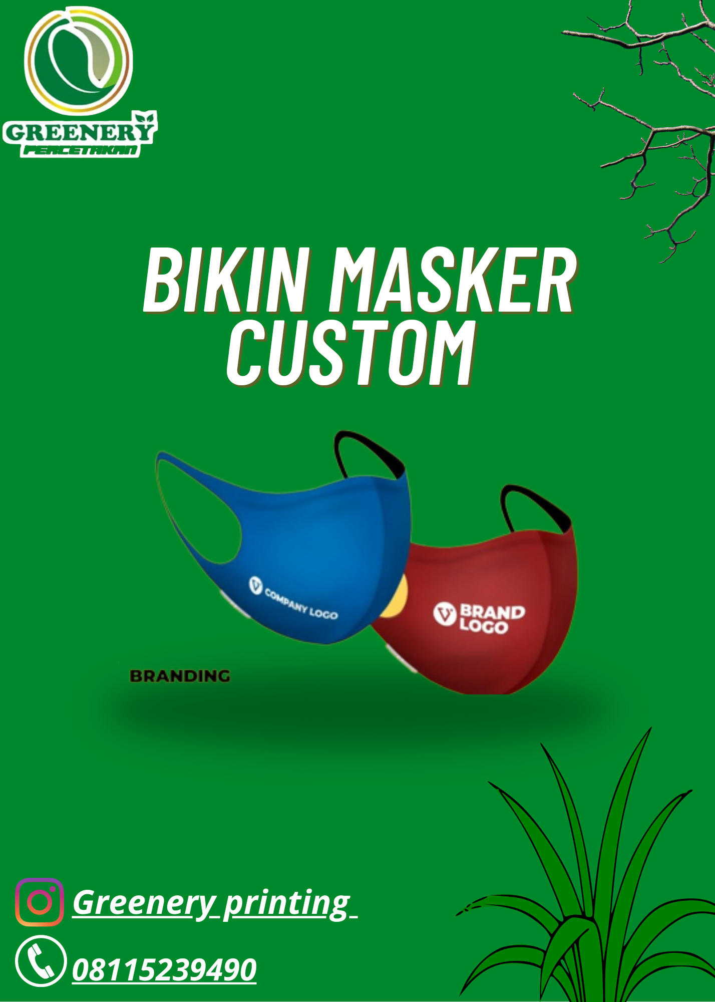 Greenery Bikin masker Custom Palangka raya