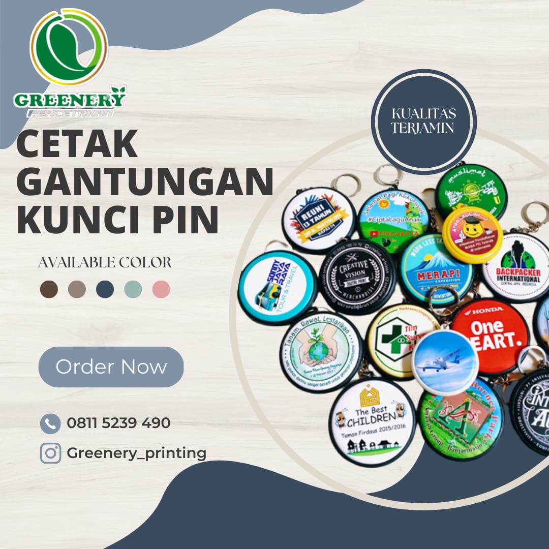 Greenery cetak gantungan kunci pin di palangkaraya