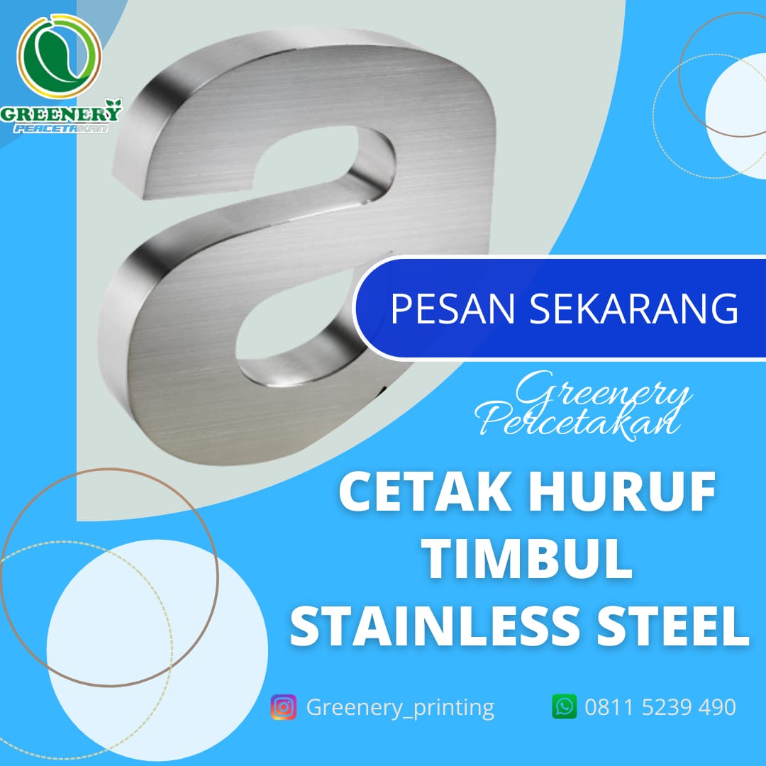 Greenery Cetak huruf timbul stainless steel di palangkaraya