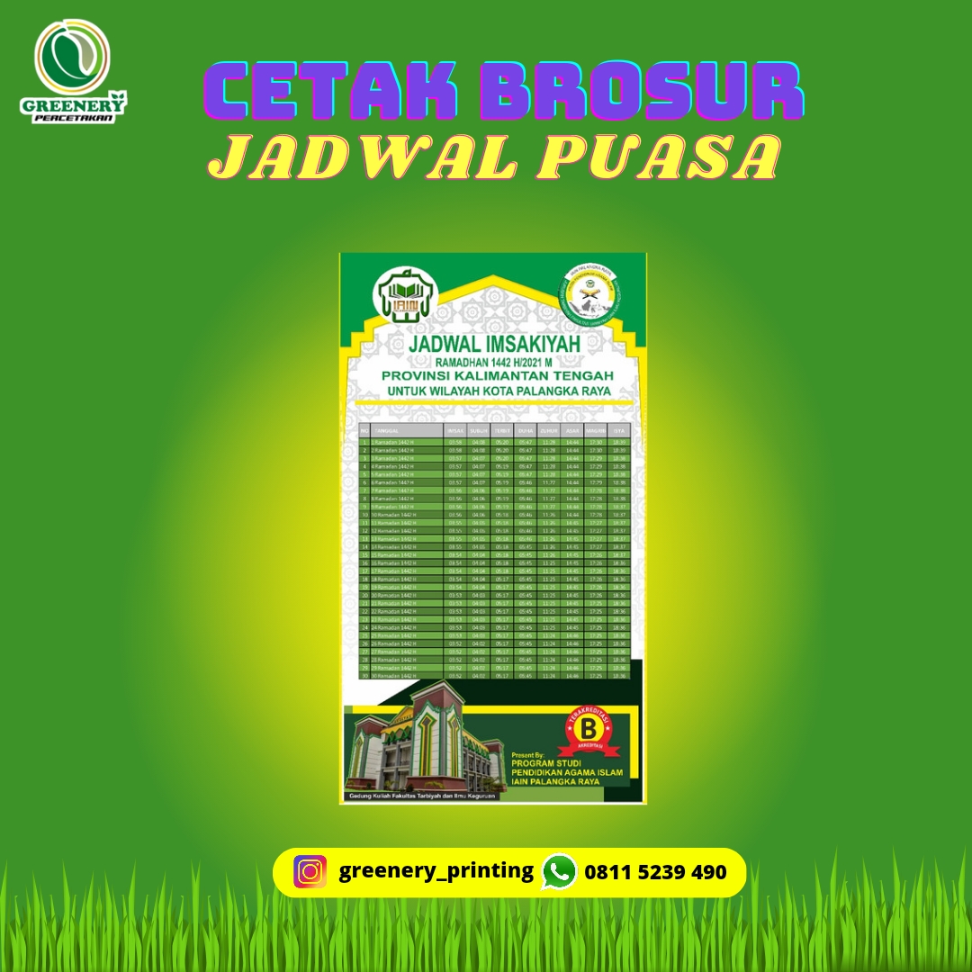 Greenery Cetak Brosur Jadwal Puasa di Palangka Raya